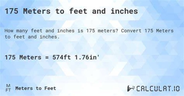 1.75 Meters to feet and inches Calculatio