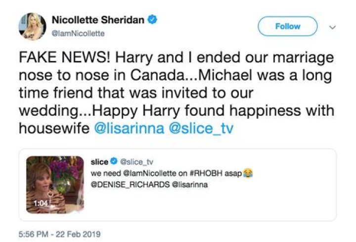 Nicollette Sheridan Denies Cheating on Harry Hamlin with Michael Bolton